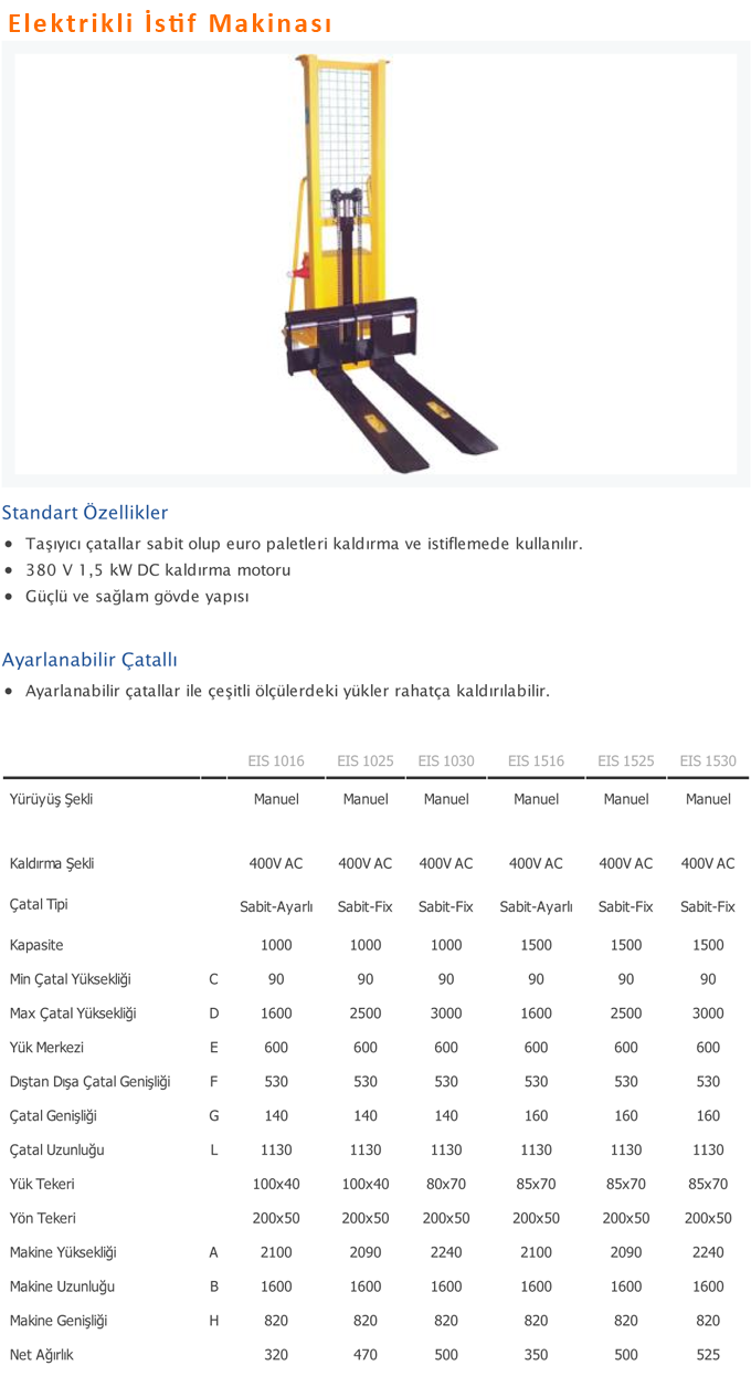 Elektrikli İstif Makinası