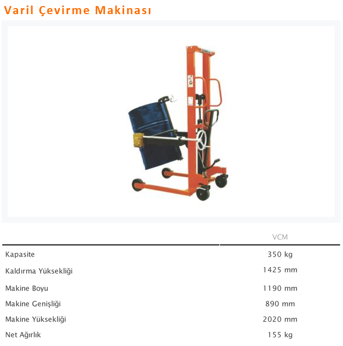 Varil Çevirme Makinası